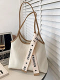 Foufurieux Large-capacity Women Shoulder Bag Pleated Style Tote Bag PU
