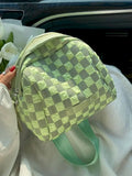 Checkerboard Canvas Shoulder Bag for Women, Large Capacity Messenger Bag