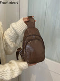 Foufurieux Leather Men Bag Casual Chest Bag Messenger Shoulder Cross Bag