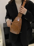 Foufurieux Leather Men Bag Casual Chest Bag Messenger Shoulder Cross Bag