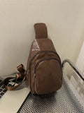 Foufurieux Leather Men Bag Casual Chest Bag Messenger Shoulder Cross Bag