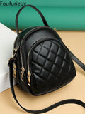 Foufurieux Plaid PU Leather Crossbody Bag Small Shoulder Bag