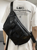 Foufurieux Messenger Bag Men Tide Chest Bag Pu Solid Large Capacity