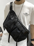 Foufurieux Messenger Bag Men Tide Chest Bag Pu Solid Large Capacity