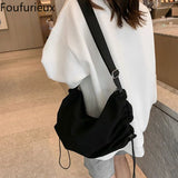 Casual Shoulder Bag Unisex Solid Crossbody Canvas