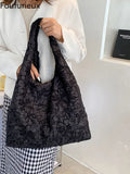 Versatile Fold Canvas Shopping Bag One Shoulder Schoolbag WOMEN