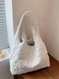 Versatile Fold Canvas Shopping Bag One Shoulder Schoolbag WOMEN