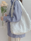 Versatile Fold Canvas Shopping Bag One Shoulder Schoolbag WOMEN