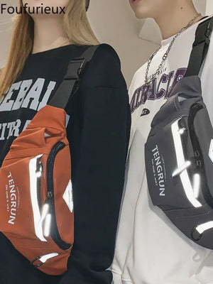 Nylon Reflective Chest Pack Waist Bag for Travel Crossbody