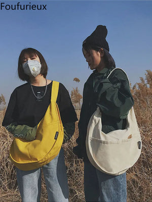 Canvas Messenger Bag Men's Large-capacity Student Shoulder Bag