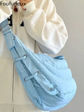 Foufurieux Soft Cotton Filled Ox Horn Tramp Bag Female Casual Women Bags