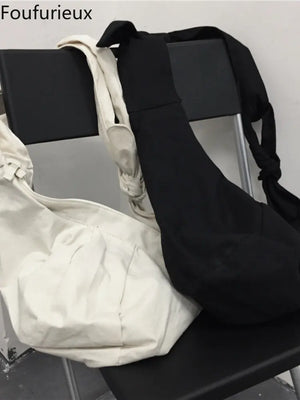 Vintage Knotted Bandage Bag Lady Canvas Bag Student Art Retro Dumpling Bag