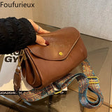 Foufurieux Winter Retro PU Small Bag Solid One Shoulder Crossbody Bags