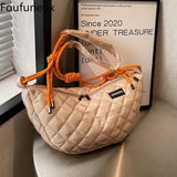 Foufurieux Woman Shoulder Bag Big Capacity Solid Nylon Cloth