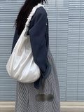 Canvas Schoolbag Texture Pleats Waist Pack