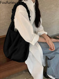 Canvas Schoolbag Texture Pleats Waist Pack