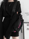 Foufurieux Waist Pack Letter Printed Chestbag Texture One Shoulder Crossb