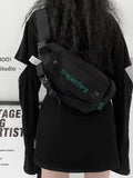 Foufurieux Waist Pack Letter Printed Chestbag Texture One Shoulder Crossb