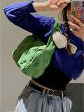 Foufurieux Women Bag Nylon Bucket Sweet Solid Zipper Shoulder Bag Handbag Purse