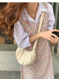 Foufurieux Women Handbags Cloud Pleated Soft Leather Dumplings Bag
