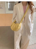 Foufurieux Women Handbags Cloud Pleated Soft Leather Dumplings Bag