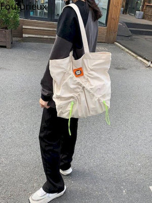 Foufurieux Women High-capacity Shoulder Bag Plicated String