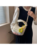 Vintage Checkered Women Canvas Shoulder Tote Bag Handbag