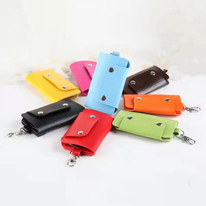 Casual Buckle Square Key Chain PU Leather Key Bag
