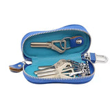 Classic Checkered Car Key Bag, PU Leather Zipper, Versatile Short Key Bag