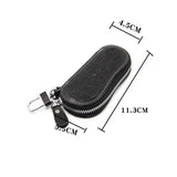 Classic Checkered Car Key Bag, PU Leather Zipper, Versatile Short Key Bag