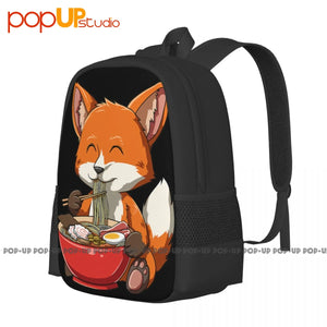 Fox Eating Ramen Ramen Noodle Fox Backpack Large Capacity