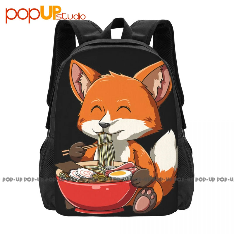 Fox Eating Ramen Ramen Noodle Fox Backpack Large Capacity