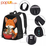 Fox Eating Ramen Ramen Noodle Fox Backpack Large Capacity