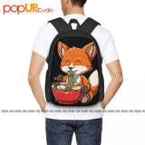 Fox Eating Ramen Ramen Noodle Fox Backpack Large Capacity
