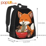 Fox Eating Ramen Ramen Noodle Fox Backpack Large Capacity