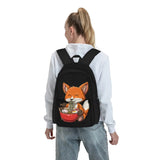 Fox Eating Ramen Large Capacity Backpack