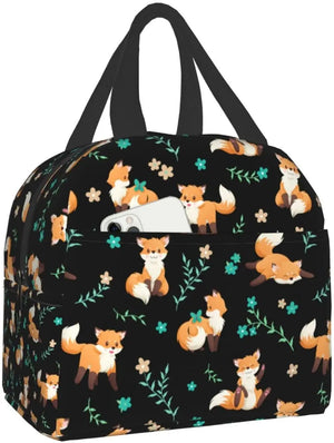 Fox Lunch Bag Insulated Washable Cooler Tote Reusable Lunch Box Office Work