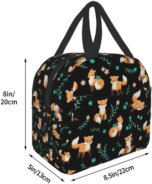 Fox Lunch Bag Insulated Washable Cooler Tote Reusable Lunch Box Office Work