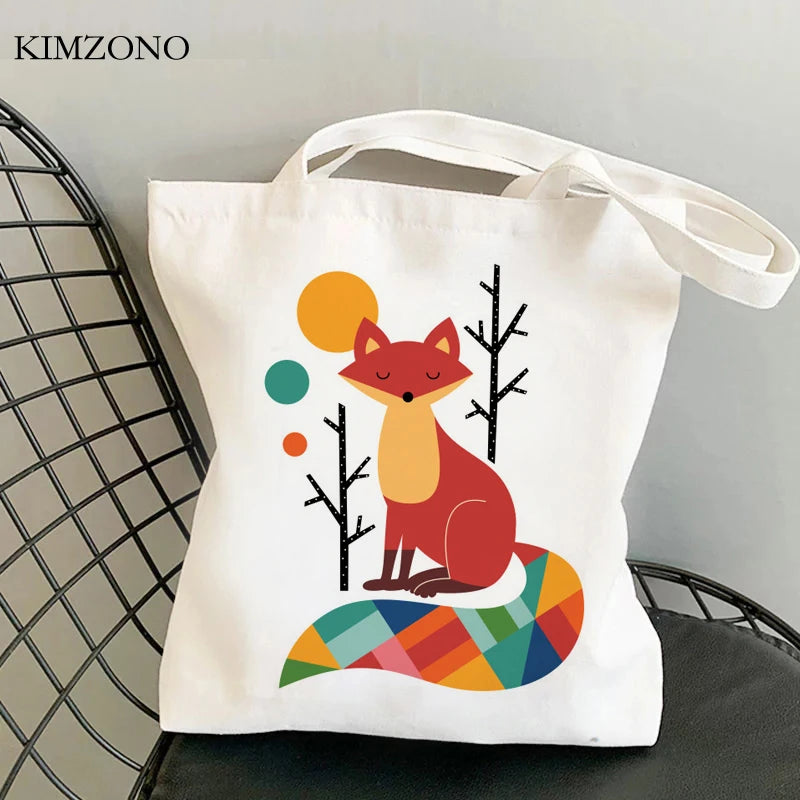 Fox Jute Shopping Bag Recycled Handbag Eco-Friendly Market Tote