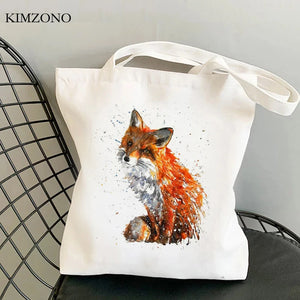 Fox Jute Shopping Bag Recycled Handbag Eco-Friendly Market Tote