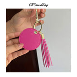 Saffiano Leather Keychain Bag Charm Tassel Pendant