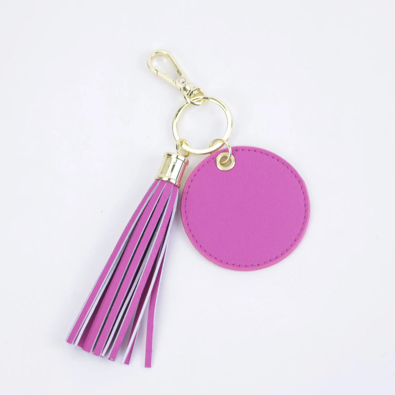 Saffiano Leather Keychain Bag Charm Tassel Pendant