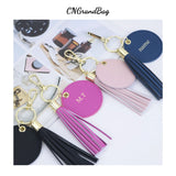 Saffiano Leather Keychain Bag Charm Tassel Pendant