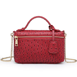 Ostrich Pattern Leather Crossbody Bag for Women Party Evening Clutch with Chain