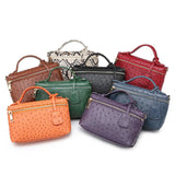 Ostrich Pattern Leather Crossbody Bag for Women Party Evening Clutch with Chain