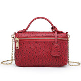 Ostrich Pattern Leather Crossbody Bag for Women Party Evening Clutch with Chain