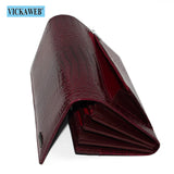 Leather Women's Wallets Long Double Zipper Clutch Money Bag Purse
