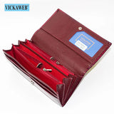 Leather Women's Wallets Long Double Zipper Clutch Money Bag Purse