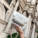 2020Women Small Square Shoulder Bag Clear Transparent PU Composite