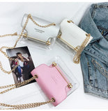 2020Women Small Square Shoulder Bag Clear Transparent PU Composite